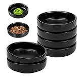 DBAATTZ Platos de Cerámica para Salsa de Soja, 6 Piezas Platos para Especias, 9 x 9 x 2,4 cm Plato de Inmersión de Soja de Cerámica, Redonda Cuencos Pequeños, para Salsa Barbacoa(Negro)