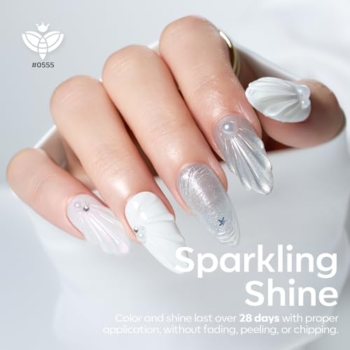 Image of modelones White Gel Nail Polish, 6 Colors Milky White Cat Eye Gel Polish Set with Magnet Nude Jelly Soak Off Nail Kit Manicure DIY Nail Art Salon Home Gift