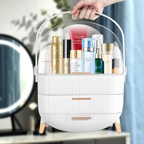 Preppy Makeup Organizers,Skincare Organizer for College Students,Portable Cosmetic Organizer Makeup Caddy for Dorm,Bathroom,Dresser Cosmetic Storage Box. (WHITE) - Image 6