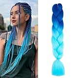 Kunsthaar Zum Einflechten Easy Braid Vorgedehnte Braids Extensions KöNigsblau/Himmelblau HaarverläNgerungen 24 Zoll 1pc Haar Zum Einflechten Braids ZopfverläNgerungen (Royal Blue/Sky Blue Black)