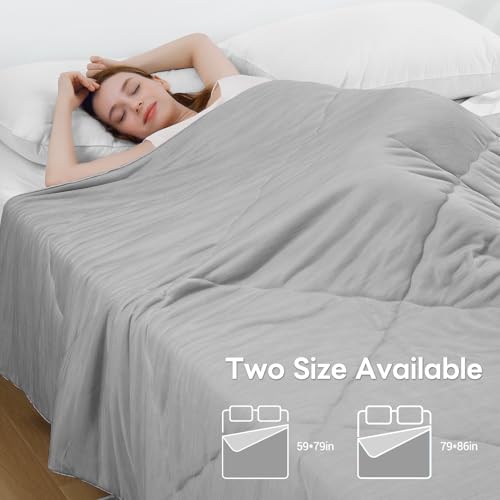 Image of Elegear Cooling Comforter Twin Absorbs Body Heat to Keep Cool, Cooling Blanket for Hot Sleepers Japanese Arc-Chill 3.0 Cool Tech Fabric Summer Comforter Hypo-Allergenic Cooling Quilt-Gray, 150x200cm