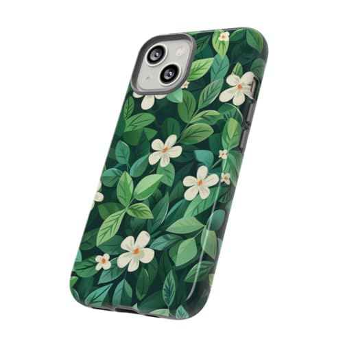 Coque rigide brillante iPhone 14 aux finitions soignées style floral chic
