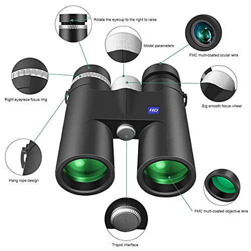 Aoaoy Fernglas 12x42 HD Kompakte Ferngläser Wasserdicht für ErwachseneKinder und Kinder, Fernglas mit BAK4-Prismen und… – Bild 3