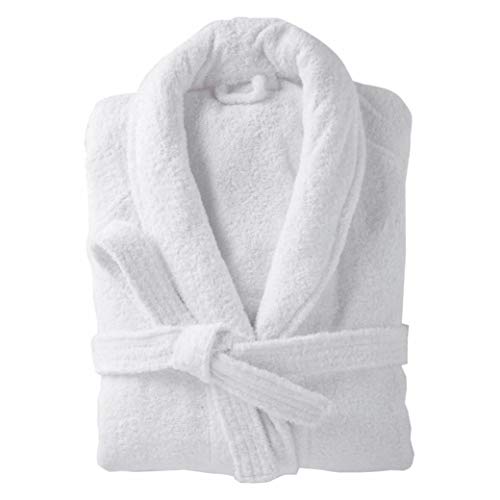 Plain White 100% Cotton Terry Towelling Bathrobe