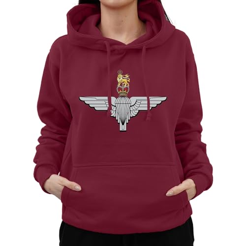 Graphic Impact Inspired The Parachute Regiment Badge Hoodie Cap Logo Unisex Hoodie (Wine, Xlarge)