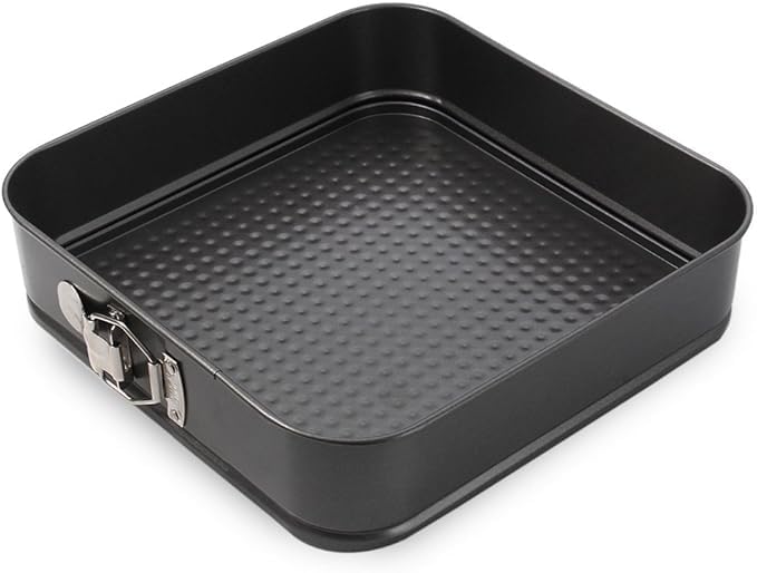 Square Springform Cake Pan with Quick-Release Latch, Non-stick Surface, 23 cm, Black