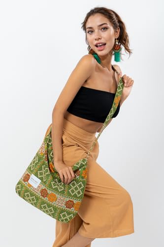 Image of Hobo Crossbody Bag for Women - Large Cotton Tote Shoulder Purse | Adjustable Strap