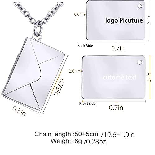 Custom Envelope Necklace For Couples, Personalized Actual Fingers Print Letter Pendant Memorial Necklace Love You Message Locket Necklace Gifts For Mother’s Day Thanksgiving Christmas (Silver Custom) #TOP2