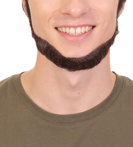 HPO Adult Men's Short Dark Brown Chinstrap False Beard, Synthetic