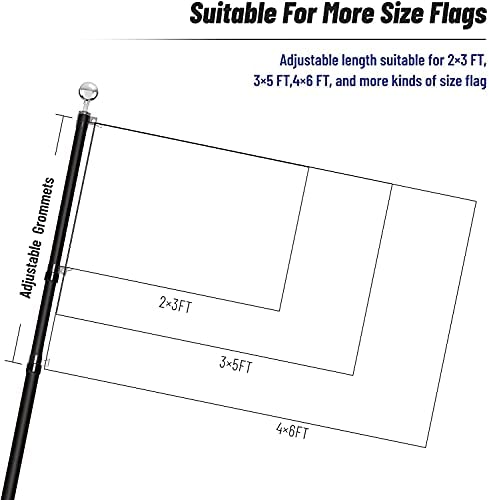 Wevalor 25Ft Telescoping Flag Pole Kit, Heavy Duty Aluminum In Ground Telescopic Flag Pole With 3X5 American Flag, Outdoor Old Glory Flagpole Kits For Outside, Yard, Residential Or Commercial, Black #TOP3