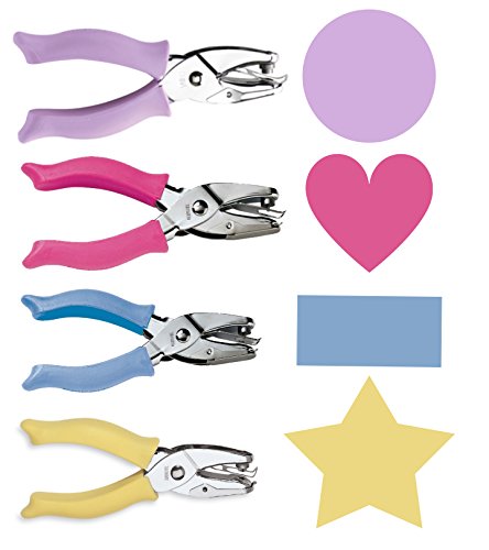 Hand Punch - Shape Puncher, 1/4 Inch - Great for Crafting and Fun Projects - 4 Different Shapes - Heart, Circle, Star, Rectangle - Value Set