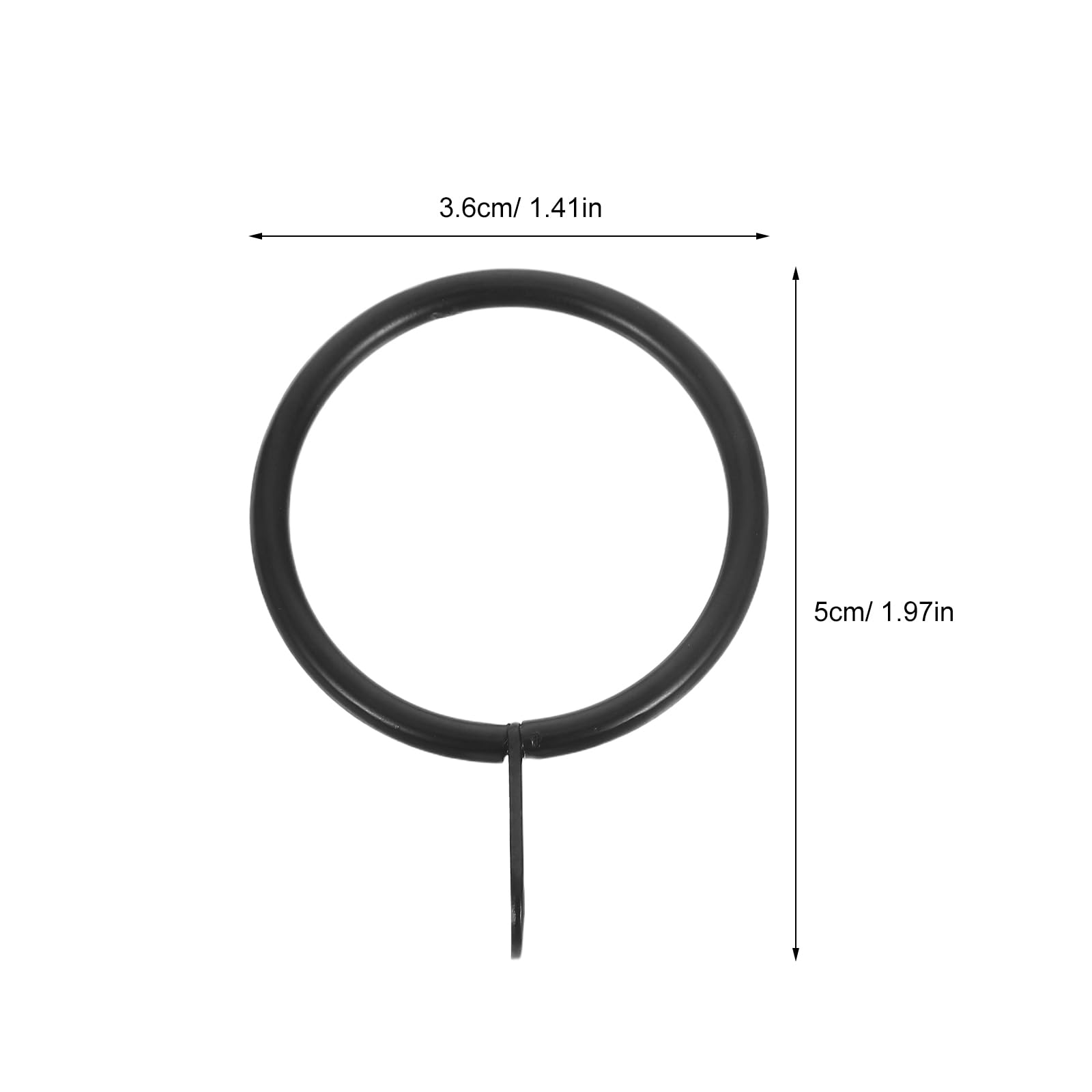 45 set di anelli e ganci per tende neri da 30 mm, anelli per tende in metallo con occhiello per asta doccia per porte e finestre scorrevoli del bagno