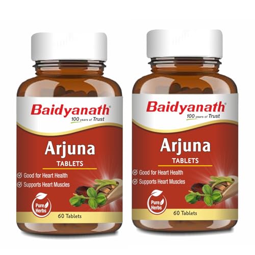 Image of Baidyanath Ayurved Arjuna Tablets 60 Tabs (Pack of 2) | Pure Arjuna Bark Extract | Ayurvedic Supplement for Heart Wellness & Healthy Circulation | Supports Cardiovascular Vitality