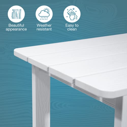 Embrange Polystyrene Adirondack Outdoor Side Table, Weather Resistant, White #TOP5