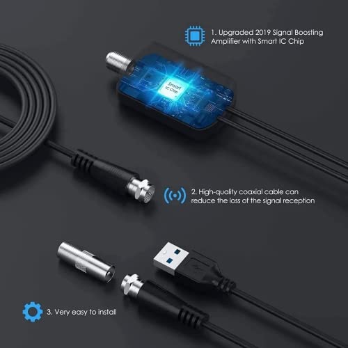 2023 Upgraded 200 Miles Tv Antenna For Smart Tv - Hd Digital Antenna Amplifier Signal Booster Free Local Channels Broadcast, Support 4K 8K 1080P Firetv Stick And All Older Tv's Television Antenna #TOP1