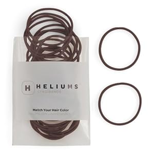 Heliums Thin Hair Bands – Dark Brown – 2mm Hair Elastics for Fine Hair, 40 Count, 4.5cm Diameter, Medium Hold Hair Bobbles