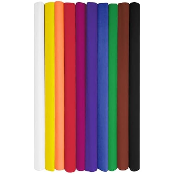 Interdruk - Bibuła marszczona w rolkach do prac plastycznych dla dzieci, DIY i dekoracji - Zestaw 10 rolek (50 cm x 200 cm, 28 g/m2) - 10 różnych kolorów