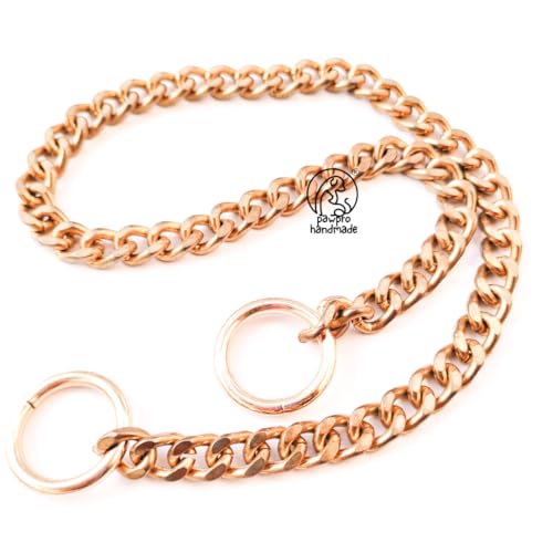Image of PAWPRO HANDMADE Personalized Gold Chain Collar with Customizable Bone Shape Pet Id Tag for Large Medium Dog and Small Puppy (Small (15-20 inches))