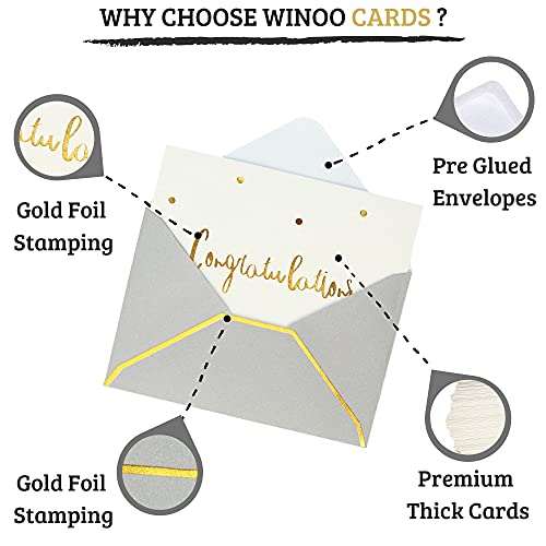 Gold And White Congratulations Cards With Envelopes - 36 Pk All Occasion Greeting Cards 4X6 Inches - Bridal Shower Cards Graduation Cards Pack New Home Card Pack Engagement Card Congrats Card #TOP1
