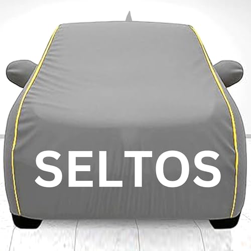 Image of Car Cover for Kia Seltos All Model & Years (2019-2024) 100% Waterproof with Mirror Pockets, Triple Stitched Bottom Elastic Dustproof Full Body Protection Heat & UV Resistant Grey