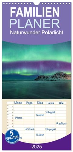 Familienplaner 2025 - Naturwunder Polarlicht mit 5 Spalten (Wandkalender, 21 x 45 cm) CALVENDO: Fotos des Naturwunders der nordischen Polarlichter