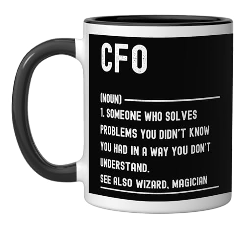 Cfo Definition Shirts Funny Job Title Ceramic Mug, Black/White