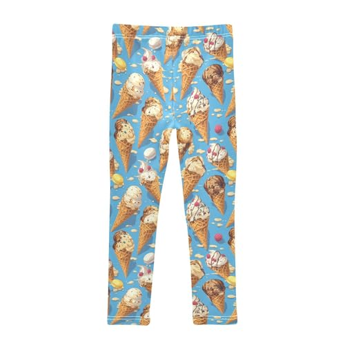 Ice Cream Cartoon Food Blue Girls Casual Leggings for Kids Printed Long Pant Bottoms Stretch and Soft2