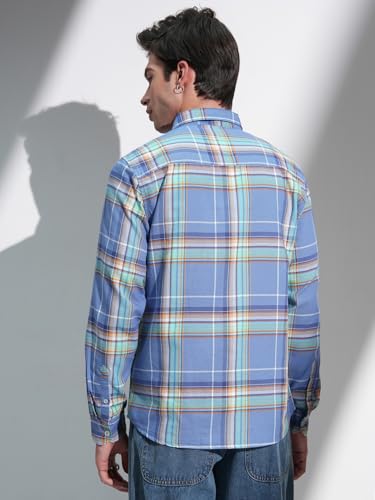 Image of Highlander Men's Slim Fit Check Shirt | Long Sleeves | Regular Collar | Casual Shirts for Men