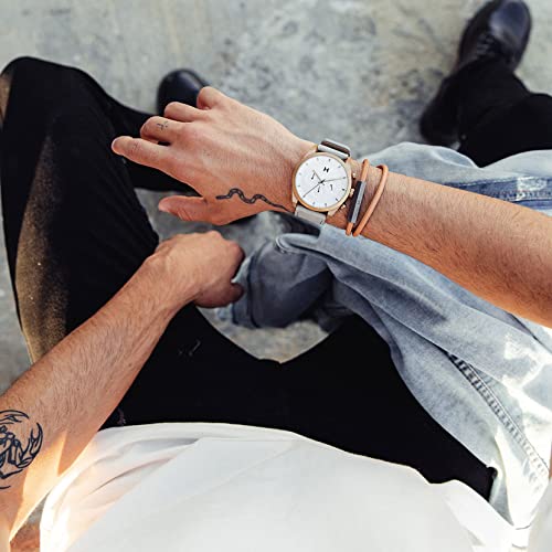 Mvmt Men's Double Leather Wrap Brown Bracelet, Md/Lg #TOP2