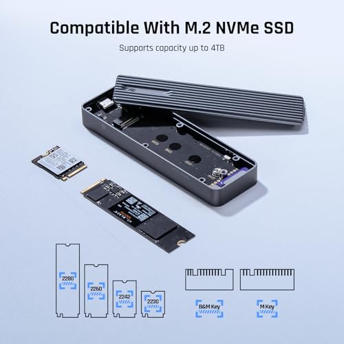 DockCase Smart SSD Enclosure 10s Power Loss Protection, M.2 NVMe Enclosure Real-time SSD Health Detection, Auxilliary Power Supprt USB-C 3.2 (10Gbps) for NVMe Up to 4TB - Image 6