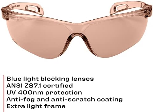 NoCry Lightweight Blue Light Blocking Glasses with Orange Lenses, Anti Fog and Anti Scratch Coating and UV 400 Protection; ANSI Z87.1 Certified