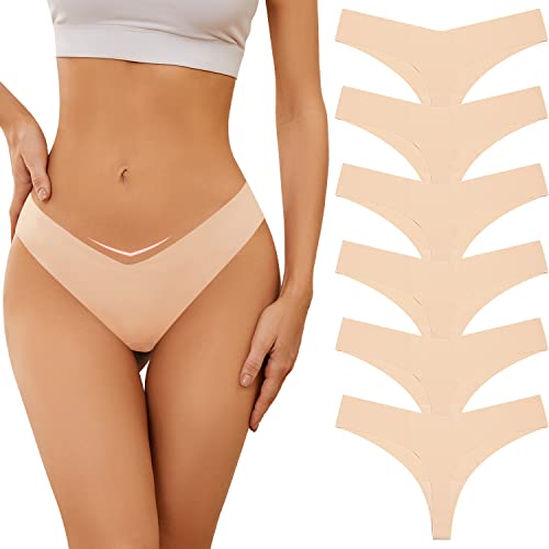 Adorel Damen Nahtlose Tangas Unsichtbar Slips Panties Unterwäsche 6er-Pack Hautfarbe M