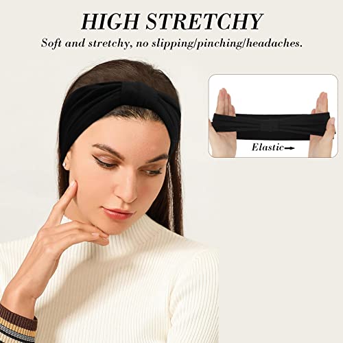 Wecoe 6 Pack Black Headbands For Women Wide Elastic Headbands Fashion African Headbands For Wigs Head Wrap Knotted Headbands Sports Running Workout Yoga Headbands Halloween Hair Accessories For Women #TOP3