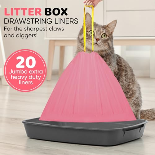 Image of EZ Pick Up Dog & Cat Pet Waste Clean Up Bags Litter Liners (Pink, 36 inchx18 inch) | strong heavy duty