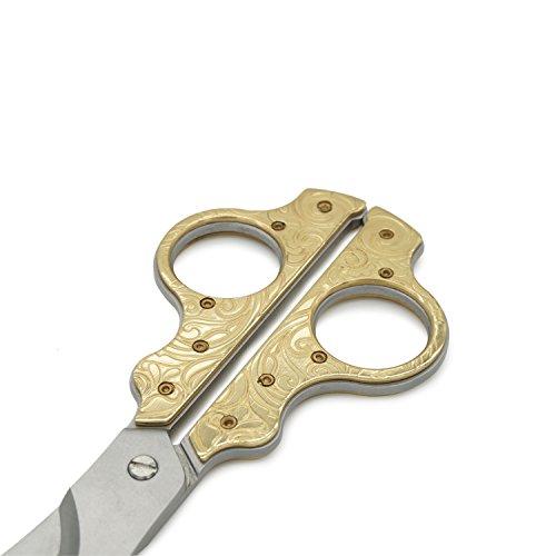 Copper Construction Fancy Flora Carving In Golden Body Cigar Scissor With Real Leather Case #TOP2