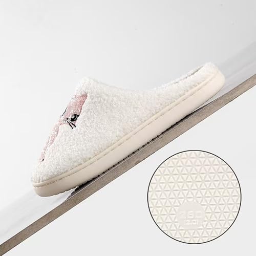 Image of Womens Mens House Slippers Retro Comfy Warm Plush Slip on Fluffy Memory Foam Home Sippers for Winter Indoor Outdoor
