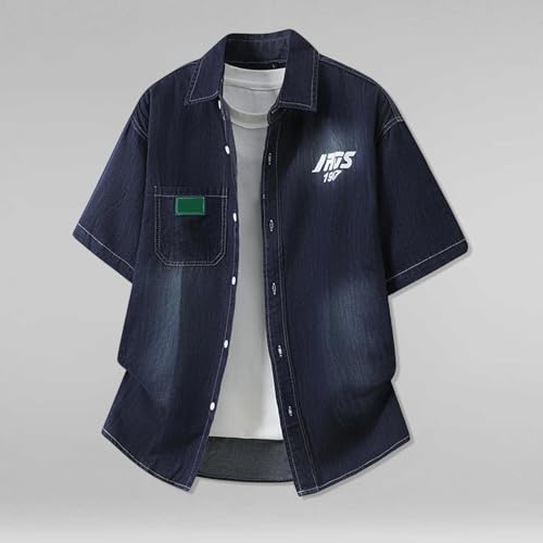 Camisa de ocio vaquera con cuello de solapa y tejido resistente 2
