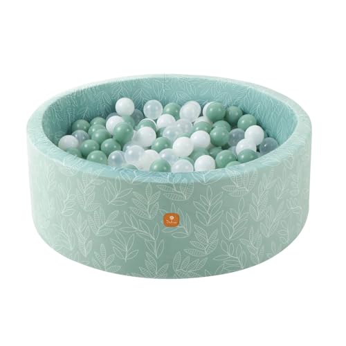 Dodozen Piscine à Balles Molles 90x30cm pour Bébé Enfant - Mousse Haute Résilience - Velours Super Doux sans Balles - Nettoyage Amovible - Sauge