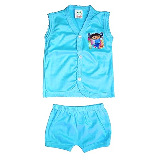 Image of New Born Baby Boy & Girls Stylish Trendy Top /TShirt /Jablas and Shorts Dress set with Front Button Open. Pack of 5 T-shirt + 5 Shorts I Size 0 Months up to 1 years(Multicolor)