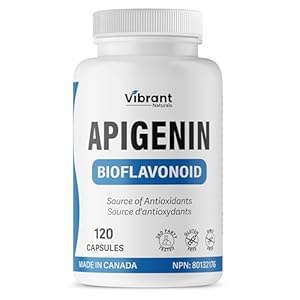 Apigenin Supplement 98% – 120 Capsules, Powerful Bioflavonoid & Antioxidant Found in Chamomile Tea, Non-GMO, Gluten Free, Bioavailable Formula by Vibrant Naturals