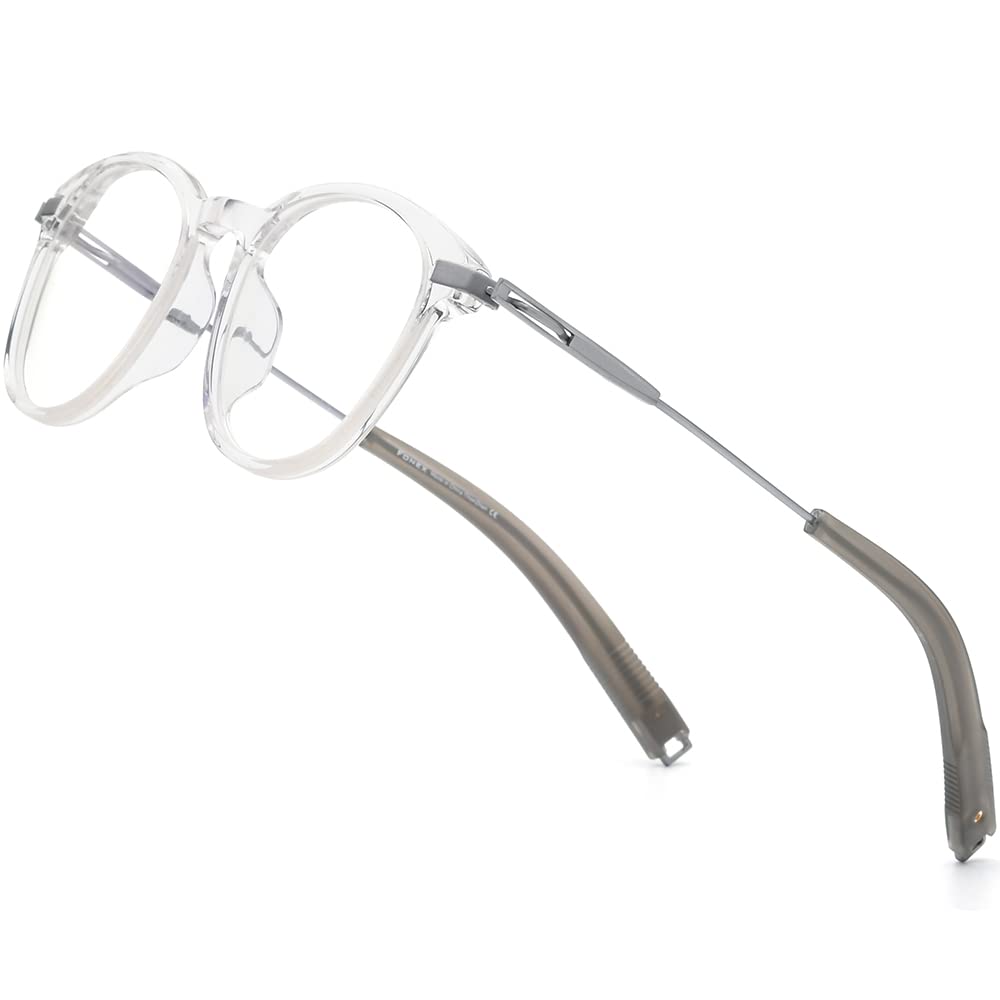 FONEX Acetate Titanium Glasses Frame Men Vintage Round Eyeglasses Optical Spectacles Eyewear