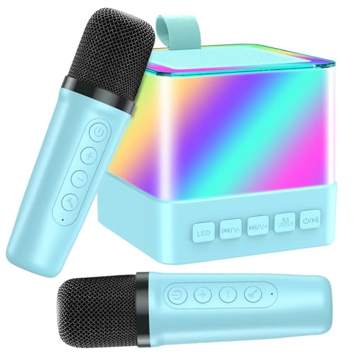 MicQutr Karaoke Maschine mit 2 Drahtlosen Mikrofonen, Mikrofon Kinder...