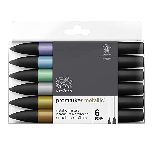 Winsor & Newton (ウィンザー＆ニュートン) プロ マーカー－メタリック ツイン ペン 6本セット（Amazon）