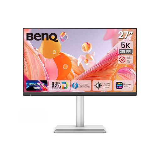 Image of BenQ MA270S 27 inch 5K 5120x2880 Nano Gloss Monitor for Mac Creators, Dual Thunderbolt 4 96W /15W, Mac Color, Daisy Chain, KVM, Brightness & Volume Control on Mac, Height & Tilt Adjustment, P3 Color Gamut