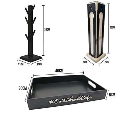 Kit Cantinho Café Bandeja Porta Cápsula Nespresso Xicara