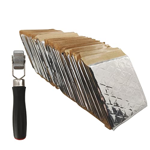 temproad Car Sound Deadening Mat 100mm x 100mm Aluminum Foil Heat Shield Mat Self-Adhesive Mat Audio Noise Insulation & Dampening with Tool (40)