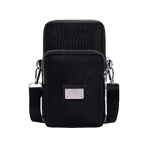 Sac à bandoulière polyvalent de couleur unie pour téléphone portable, petit sac à bandoulière, sac à langer vertical, sac à bandoulière de camp de base, Noir , Taille unique