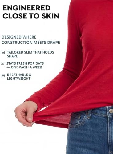 MERINNOVATION 100% Merino Wool Base Layer for Women - Long Sleeve Merino Wool V-Neck Women's Top — view 6