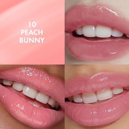Image of Amuse SEOUL Daisy Flower Dew Tint (10 PEACH BUNNY) - Glossy Moisturizing Lip Stain, Watery Glow Lip Tint, Long Lasting Color, Dewy Finish, Vegan, Korean Beauty Makeup