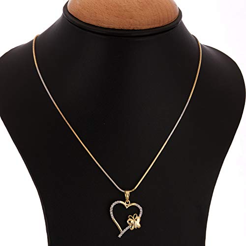 Heart Shape Pendant Plated with American Diamond